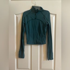 Green Blue Ribbed Nulu Cropped Define Jacket